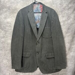 Kroon Faded Black Denim Blazer Jacket Sport Coat Mens 42R Harrison Wash Preppy